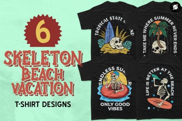Download Skeleton Summer Beach T-shirt Designs - Designs Collection