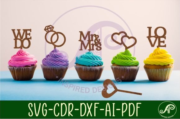 Download Wedding Cupcake Toppers, 6 Designs SVG - Designs Collection
