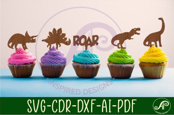 Download Dinosaur Cupcake Toppers, 6 Designs SVG - Designs Collection